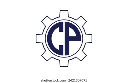 CP initial letter mechanical circle logo design vector template. industrial, engineering, servicing, word mark, letter mark, monogram, construction, business, company, corporate, commercial, geometric