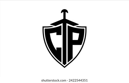 CP initial letter shield icon gaming logo design vector. batman, sports logo, monogram, shield, war game, symbol, playing logo, abstract, fighting, typography, icon, minimal, premier league, club logo