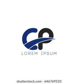 cp initial letter uppercase logo blue and black