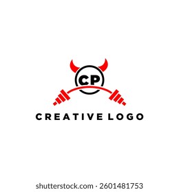 CP initial monogram for fitnes or gym logo with devil style design