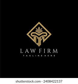CP initial monogram logo for lawfirm with pillar in creative square design