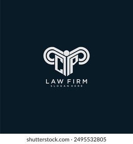 CP initial monogram logo lawfirm with pillar design