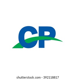 CP initial overlapping swoosh letter logo blue green