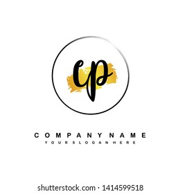 CP initial signature logo. handwriting logo template vector,