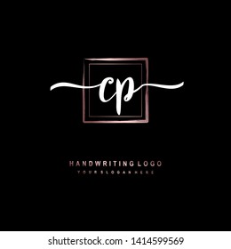 CP initial signature logo. handwriting logo template vector,