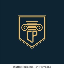 Logo de la firma de abogados CP Initials Logo de abogado con elemento de derecho creativo
