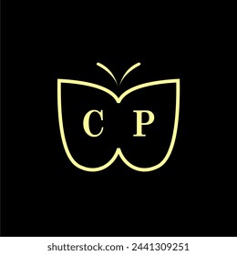 CP Initialen Luxus Schmetterling Logo Vektor-Illustration