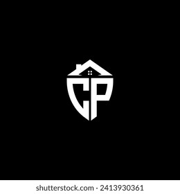 CP initials premium shield logo monogram with home designs modern templates