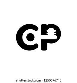 cp and key logo. vector business symbol. brand concept. text logotype. letters c p joint with key shape. real estate  logo