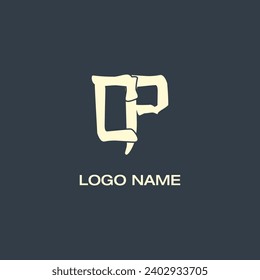 CP letter abstract monogram initial letter logo design