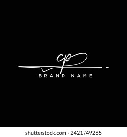 CP letter beauty handwriting vector logo. 