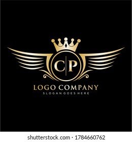 CP Letter Initial with Royal Wing Logo Template.