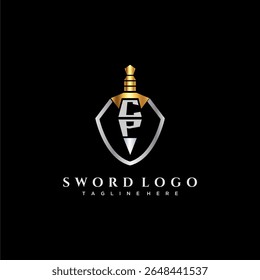 CP letter luxury monogram for shield and sword style image
