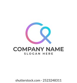 CP lettermark in shape of a ribbon in blue purple and orange gradient with logo execute in modern and minimalist style