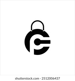 Diseño de icono de logotipo de bloqueo CP 