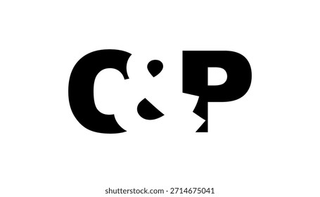 CP logo design in bold style. Black white identity symbol. Modern typography emblem. Corporate branding icon. Minimal business template.