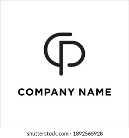 Cp Logo Design Simple Stock Vector