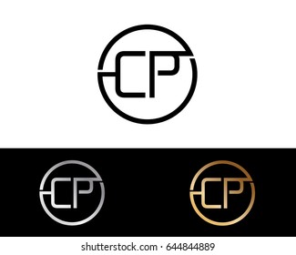 Cp Logo. Letter Design Vector with Red and Black Gold Silver Colors

