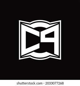 CP Logo monogram with abstract shape design template on black background