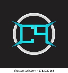 Monograma de logotipo CP con plantilla de diseño de forma circular y de cuatro ejes