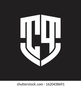 CP Logo monogram with emblem shield shape design isolated on black background