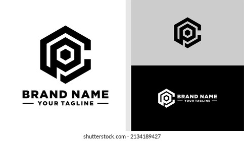CP LOGO MONOGRAM HEXAGONAL EDITABLE