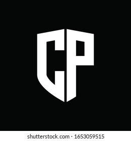 CP logo monogram with shield shape design template