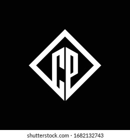 CP logo monogram with square rotate style design template