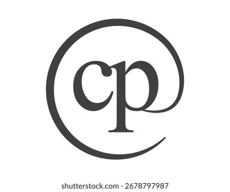 CP logo from two letter with circle shape email sign style. C and P round logotype of business company for brand identity.