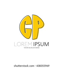 CP Logo. Vector Graphic Sphere Branding Letter Element. White Background