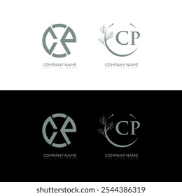 CP minimalist and classic logo set design. CP monogram circle shape vector. CP unique design.
