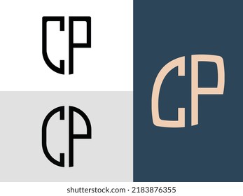paquete vectorial de diseño de logotipo de letras iniciales CP moderno. Será adecuado para qué empresa o nombre de marca inician esas iniciales.