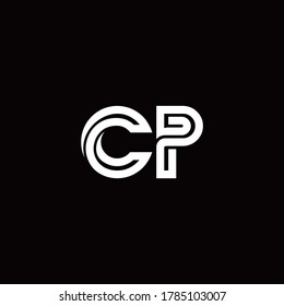 CP monogram logo with abstract line design template