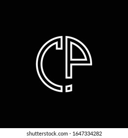 CP monogram logo circle ribbon style outline design template