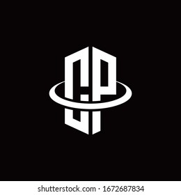 CP monogram logo in a hexagon style and surrounded by a ring