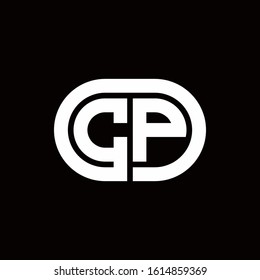 CP monogram logo with an oval style on a black background	
