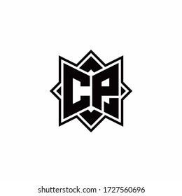 logotipo de monograma CP con plantilla de diseño de esquema de estilo de rotación cuadrada