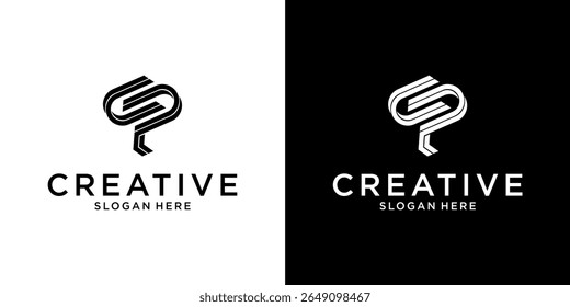 Vetor de design de logotipo de letra inicial de PC ou CP