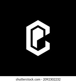 logotipo de PC CP. la letra C y P perfectamente combinadas en un nuevo logotipo moderno y original