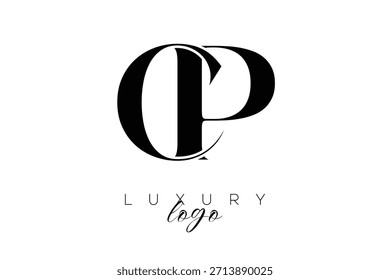 Logotipo de tipografia de monograma de letra serifa CP para identidade de marca premium elegante