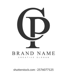 CP trendy logotype template. Initial letter c and p classic font style. Creative logo for company name or identity. Vector illustration.