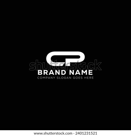 CP White Letter monogram Logo Design with Black Background. C P