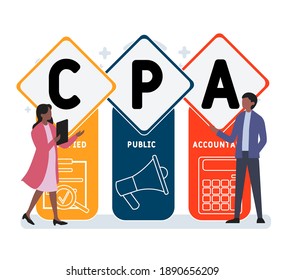 CPA - Certified Public Accountant acronym. business concept background. vector illustration concept with keywords and icons. lettering illustration with icons for web banner, flyer, landing