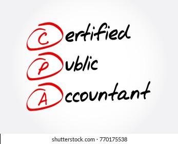 CPA – Certified Public Accountant acronym, business concept background