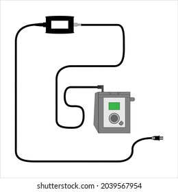 CPAP Device With Its Charger For Sleep Apnea Vector 