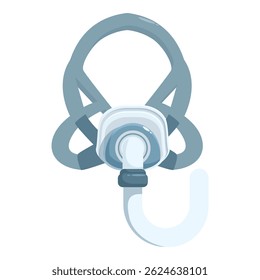 Cpap mask providing continuous positive airway pressure for sleep apnea therapy, featuring headgear and tube
