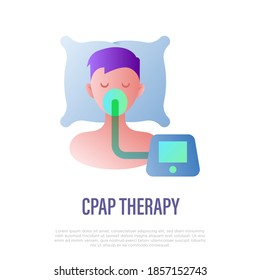 Cpap Therapy For Sleep Apnea, Insomnia. Flat Gradient Icon. Medical Equipment. Vector Illustration.