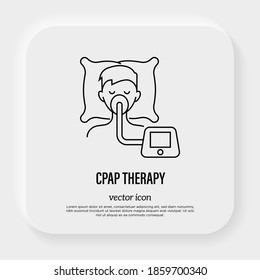 Cpap Therapy For Sleep Apnea, Insomnia. Thin Line Icon. Medical Equipment. Vector Illustration.