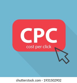 CPC Cost Per Click banner with mouse pointing arrow- vector illustration