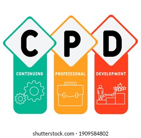 CPD - Continuing Professional Development acronym. business concept background.  vector illustration concept with keywords and icons. lettering illustration with icons for web banner, flyer, landing